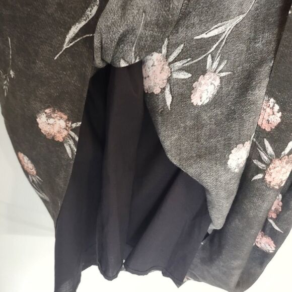 Caslon Black Dress Pink Floral Print LS Scoop Tie Ruffle Accents Drop Waist S - Picture 12 of 13